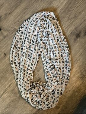 Lightweight White Butterfly Print Infinity Scarf